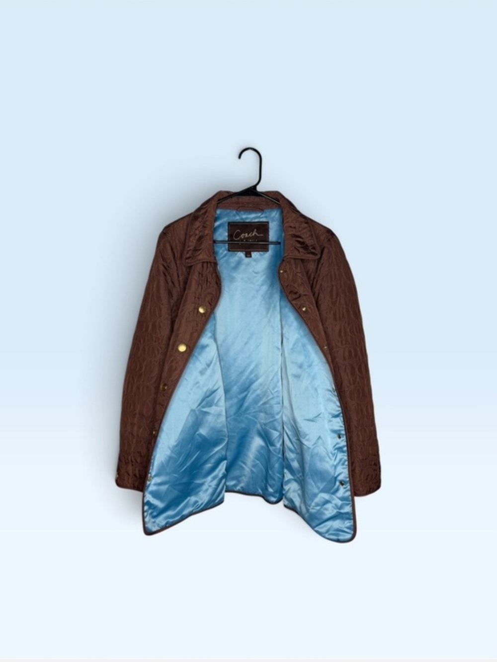Coach Signature C Brown Quilted Snap-Front Jacket - Like New - Picture 2 of 7